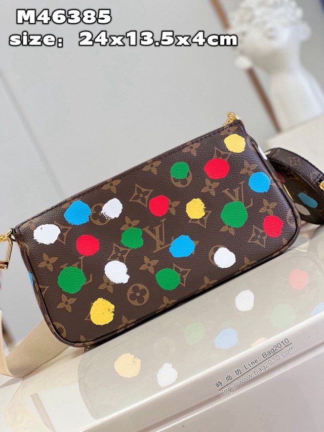 LV x YK Multi Pochette Accessoires手袋 M46385 路易威登波點圖案草間彌生合作系列三合一肩背斜挎女包 dn1439